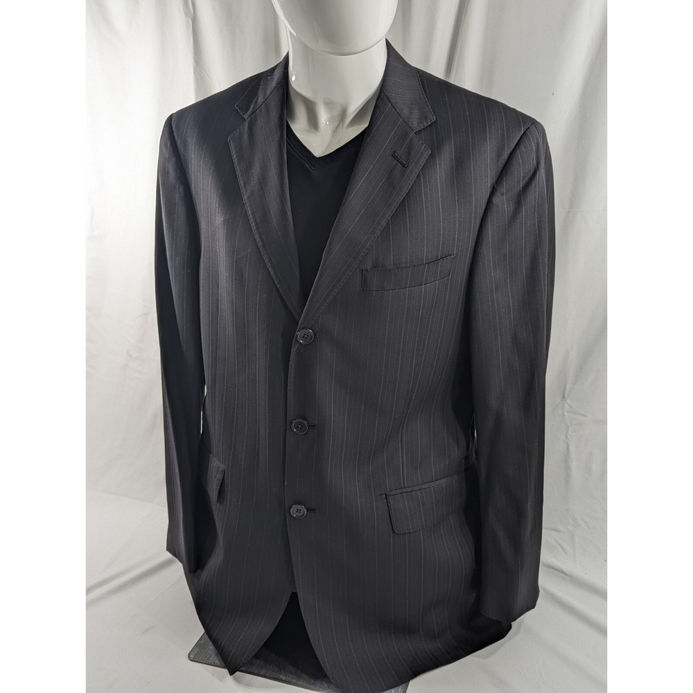 Daniel Cremieux Blazer Sport Coat 3 Button Jacket Loro Piana 40r Black Pinstripe